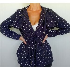 Anthropologie Daughters of Liberation Navy Blue Polka Dot Raincoat Womens 2